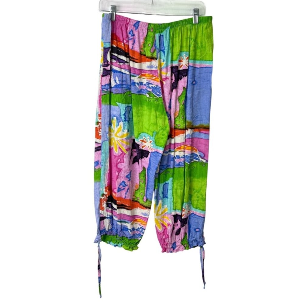 Jams World Drawstring Capri Pants Multicolor Flor… - image 2